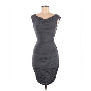 Elegant Gray Ruched Dress